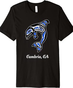 Blue Native American Cambria CA Tribal Orca Killer Whale Premium T-Shirt