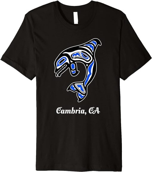 Blue Native American Cambria CA Tribal Orca Killer Whale Premium T-Shirt