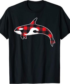 Red Buffalo Plaid Orca Rustic Xmas Holiday Animal PJ T-Shirt