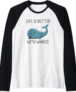 Whale in Ocean Nature Wilderness Raglan Baseball Tee