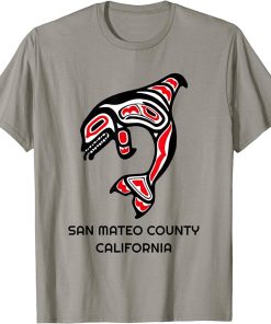 San Mateo County California Native American Orca Whale Art T-Shirt