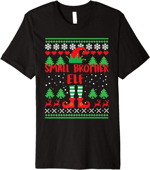 Small brother Elf Gift Ugly Christmas Family Matching Pyjama Premium T-Shirt