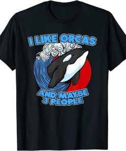 Funny Pun Orca Whale Graphic I Like Orcas and Maybe 3 People T-Shirt