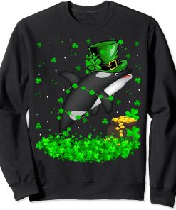 Irish Shamrock Leprechaun Orca Fish St. Patrick"s Day Sweatshirt