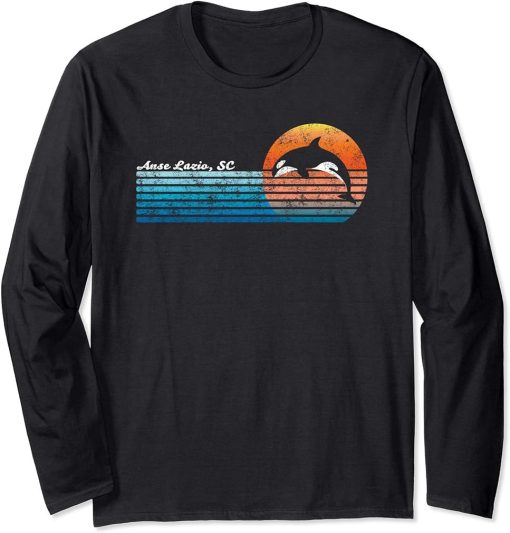 Vintage Anse Lazio, Retro 80s Orca Sunset Long Sleeve T-Shirt