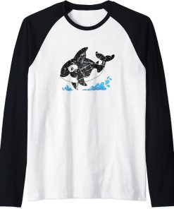 Cute Baby Orca Whale Sea Animal Cool Ocean Orcas Men Women Raglan Baseball Tee